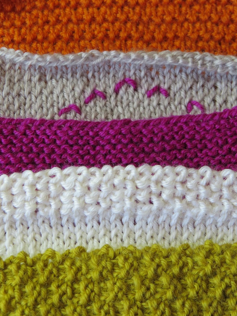 knit, wool, knitting pattern, hand labor, colorful, orange HD wallpaper