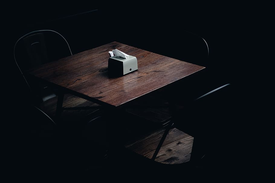 closeup photo of wooden table and chairs, A talk in silence, interior HD wallpaper