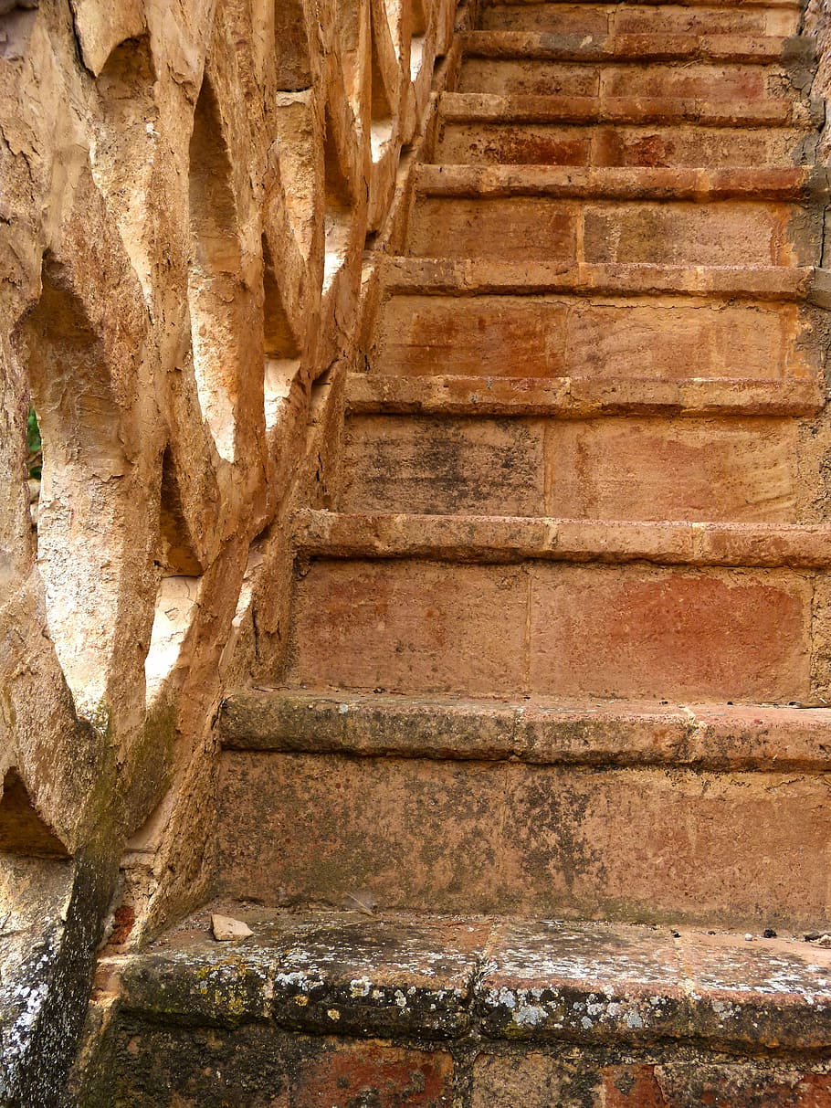 ladder, old, upload, symbol, bricks, old building, architecture HD wallpaper