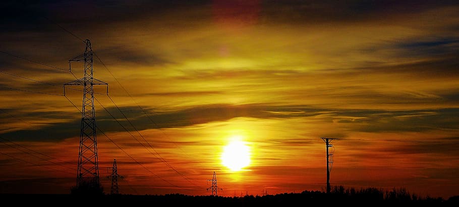 sunset, the sun, nature, sky, panoramic, cloud - sky, silhouette HD wallpaper