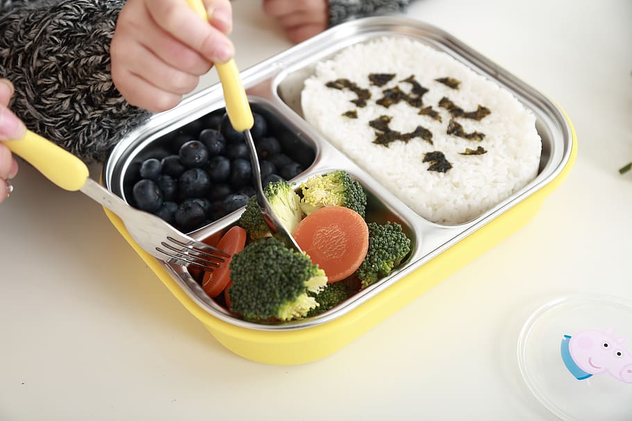 children's tableware, partition, food, food and drink, human hand HD wallpaper