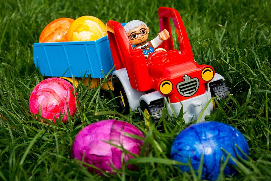 Easter Egg, Lego, Duplo, Tractor, harvest, happy easter, colorful HD wallpaper