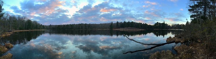 lake, sunset, clouds, light, reflection, water, nature, sky HD wallpaper
