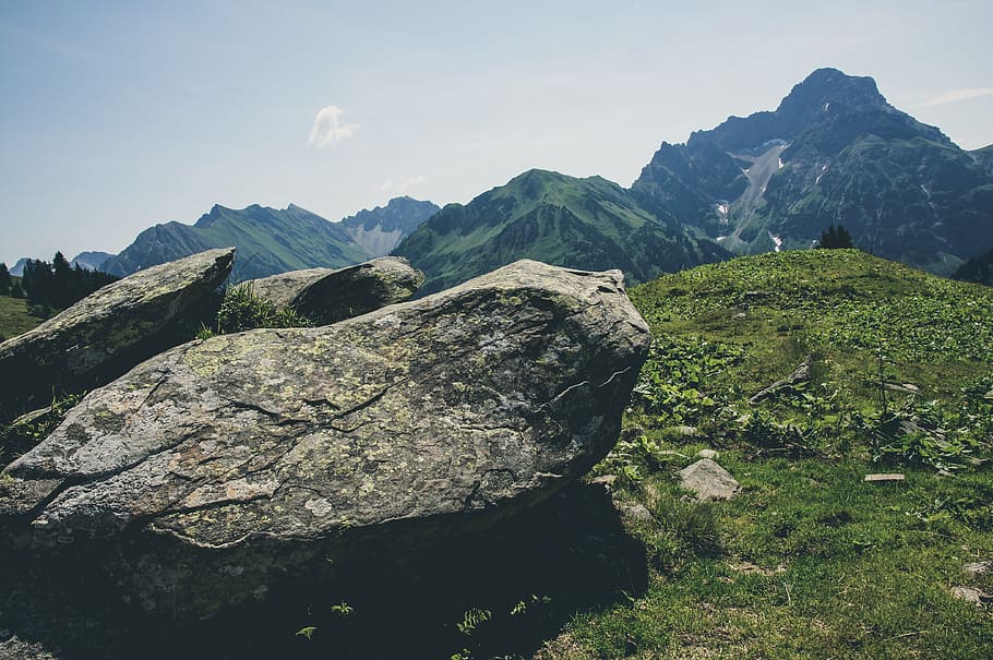 Stone, Mountains, Nature, Austria, kleinwalsertal, trail, rock HD wallpaper