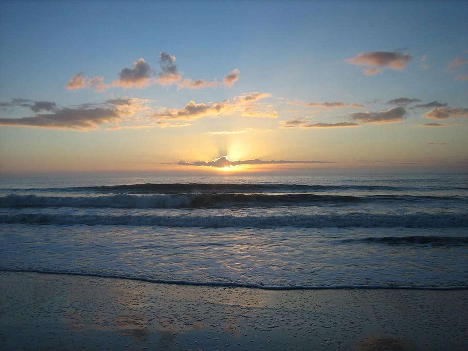 Myrtle, Beach, Sunrise, sea, sunset, scenics, horizon over water HD wallpaper