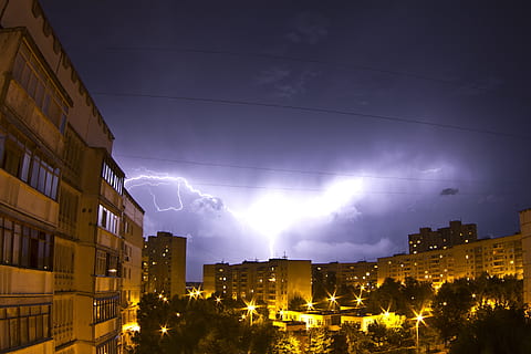 Lightning, Community, At Home, Clouds, thunderstorm, sky, rain HD wallpaper