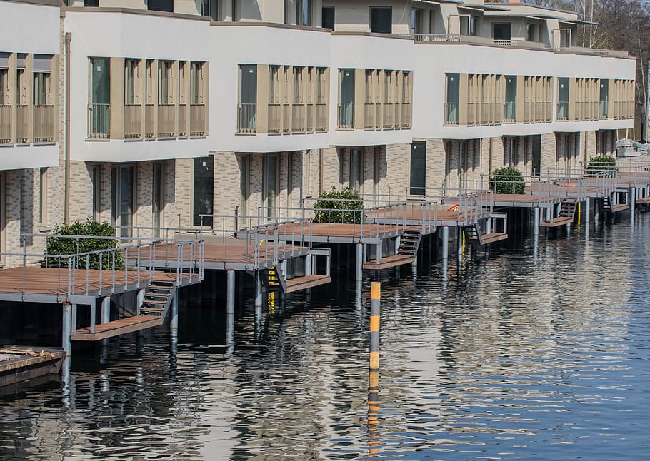 waters, architecture, house, channel, reflection, building HD wallpaper