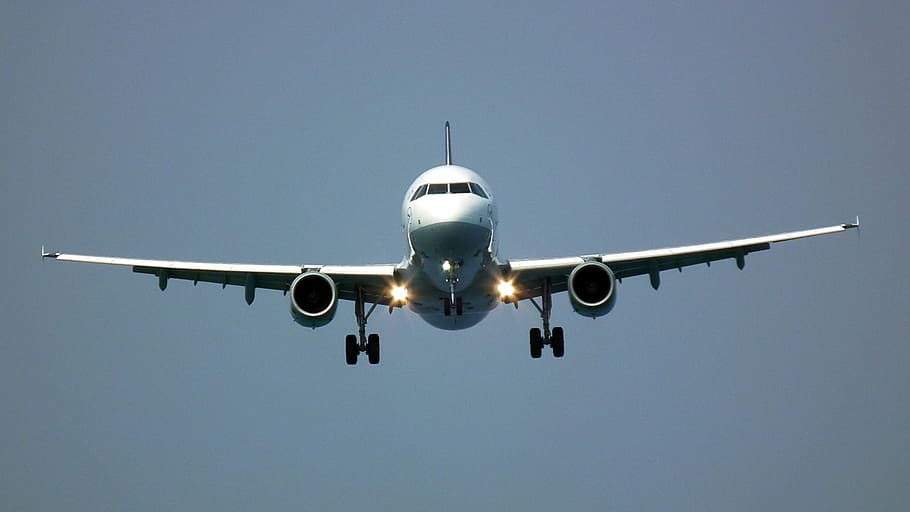 white airliner on gray clouds, Plane, Landing, Flight, Wings HD wallpaper