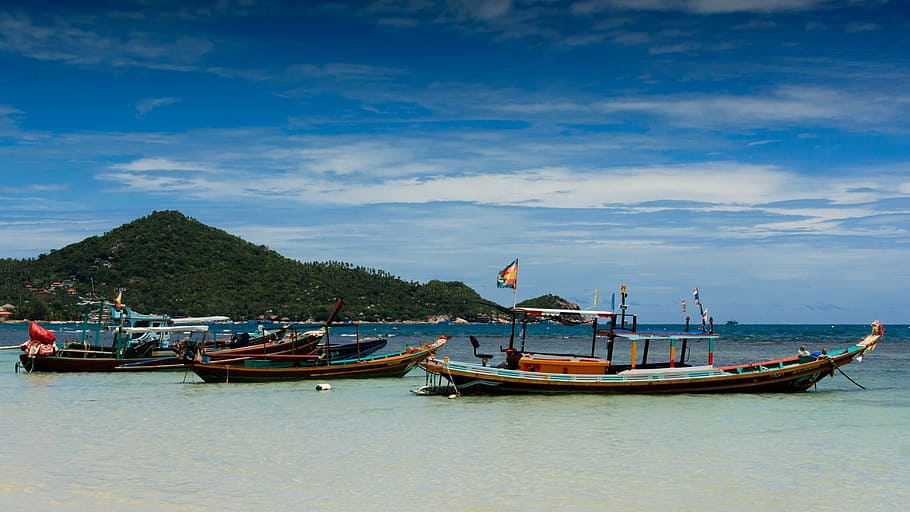 mountain, both, sea, beach, thailand, nautical Vessel, asia HD wallpaper
