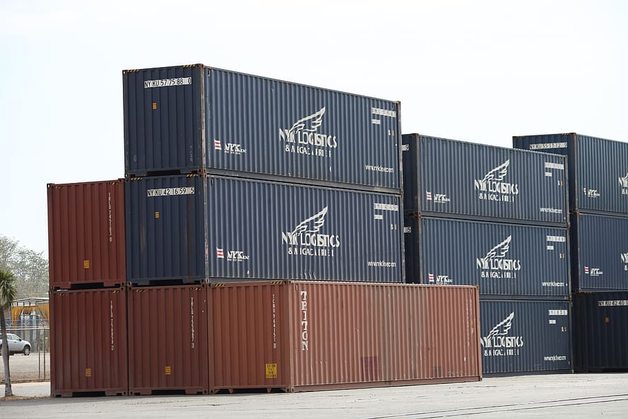 containers, load, maritime, cargo container, freight transportation HD wallpaper