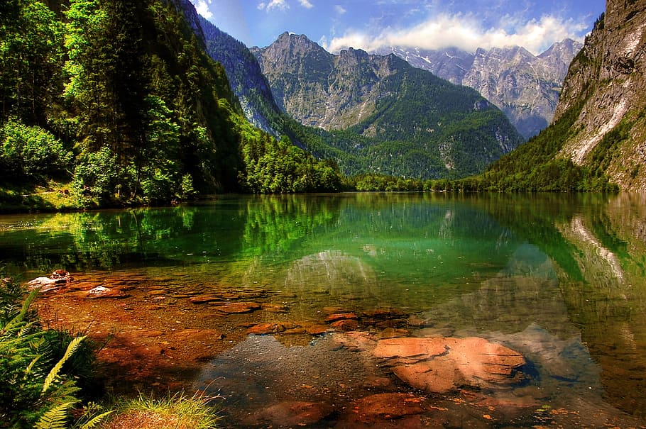 photo of mountain near body of water during daytime, mountains, HD wallpaper