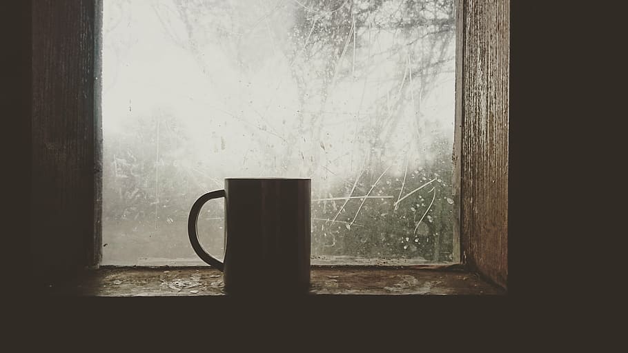 person taking photo of white ceramic mug on window, coffee HD wallpaper