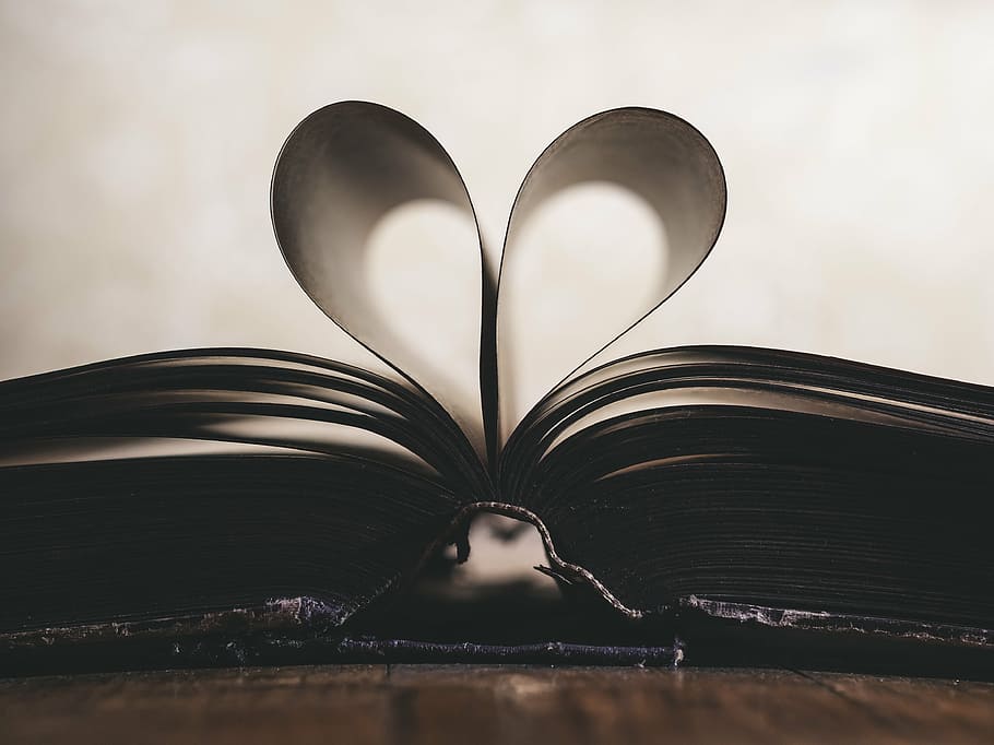 brown book, paper, romance, symbol, valentine, love, day, old