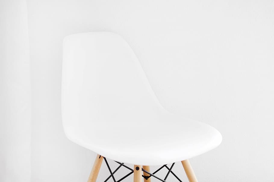 white Eiffel chair against white background, beige, wooden HD wallpaper