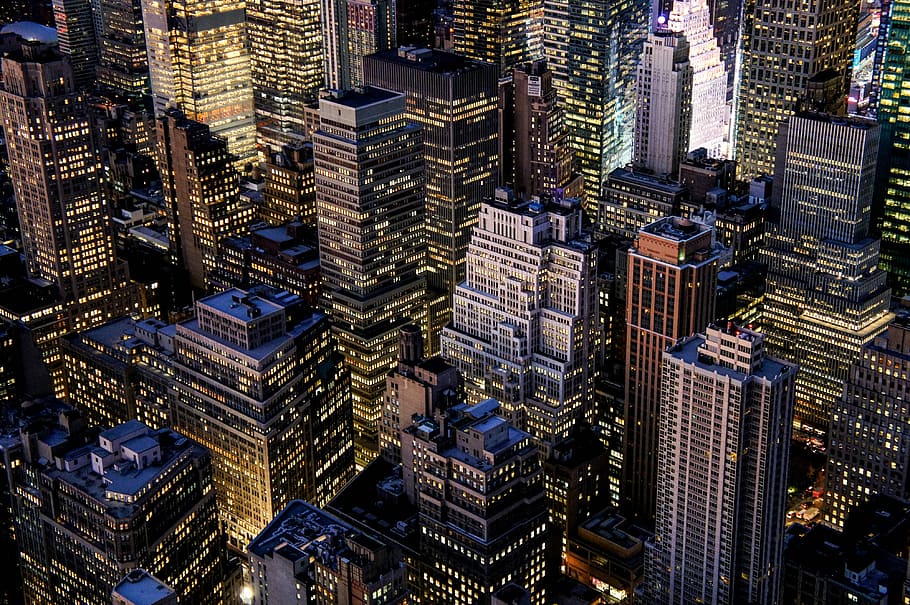 top view of city building, aerial photography of city, cityscape HD wallpaper