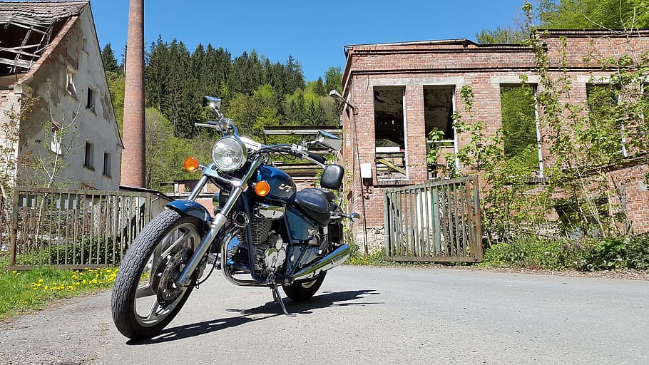 chopper, cruiser, moped, motorcycle, drive, dom, factory, break up HD wallpaper