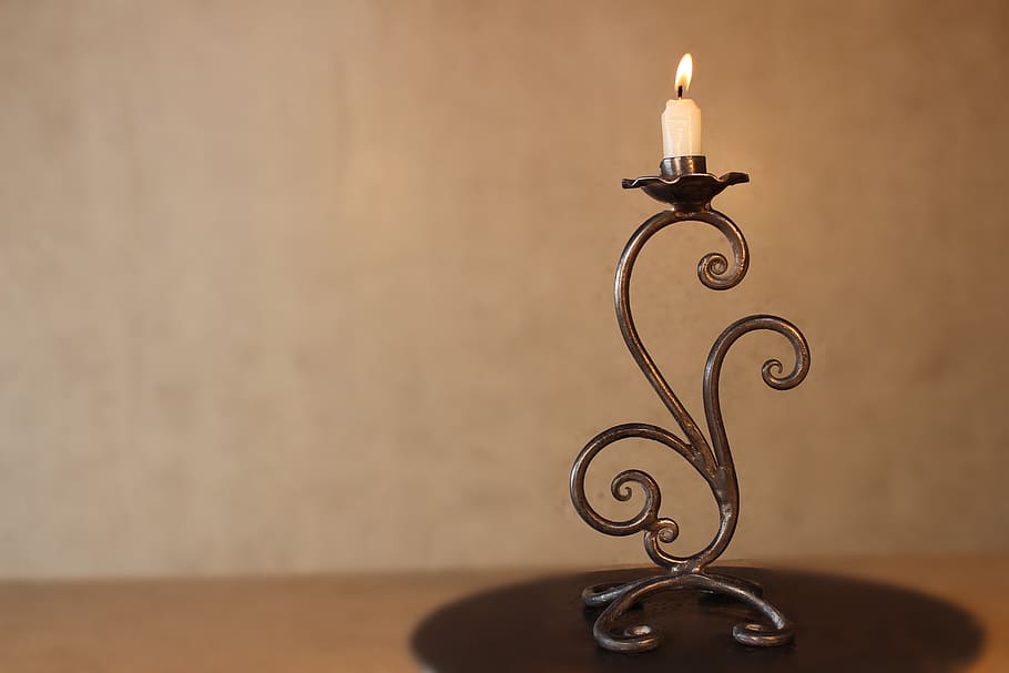 candlestick, steel, iron, pattern, indoors, burning, no people HD wallpaper