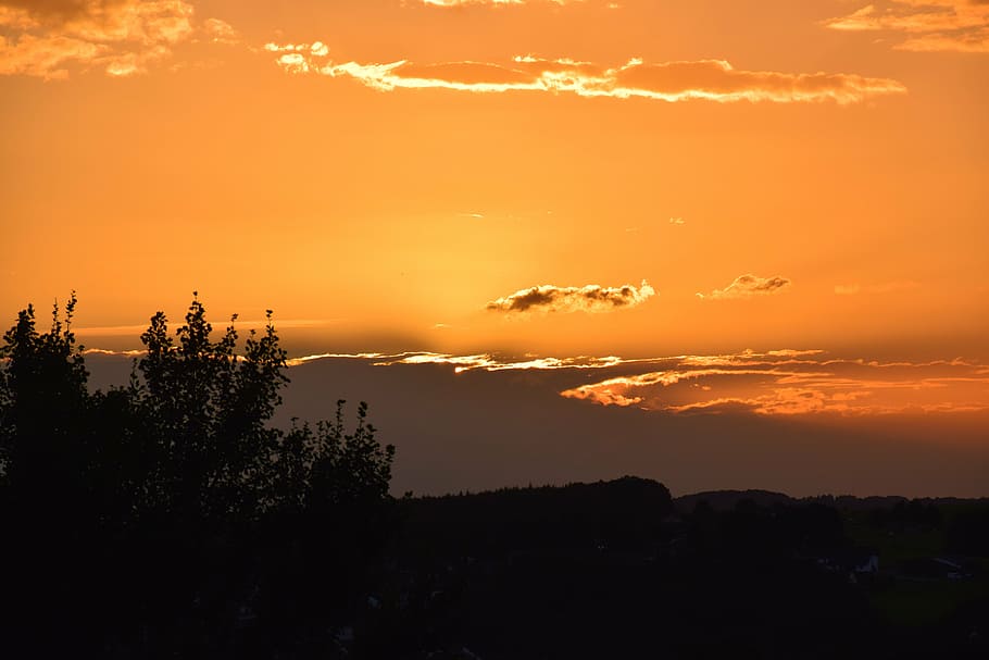 sunset, clouds, evening sky, afterglow, abendstimmung, nature HD wallpaper