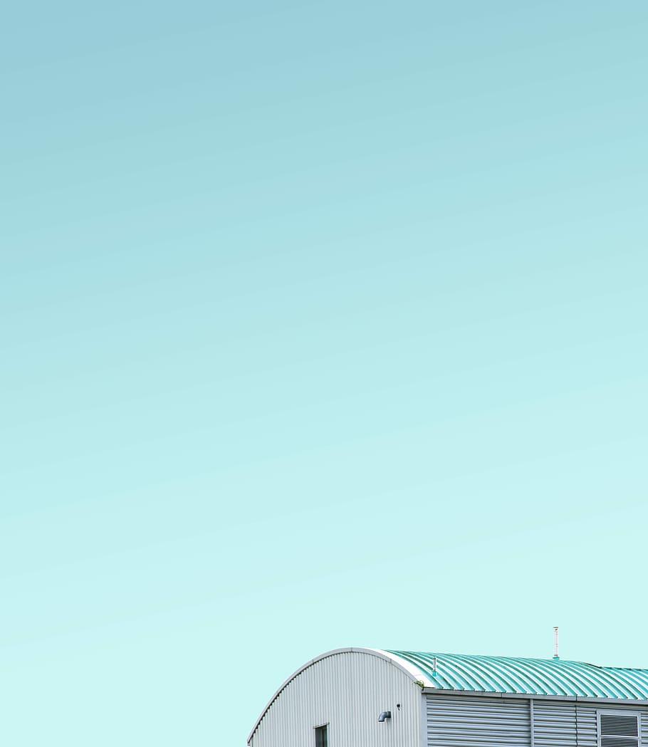 white and teal building, architectural photography of blue and white building HD wallpaper