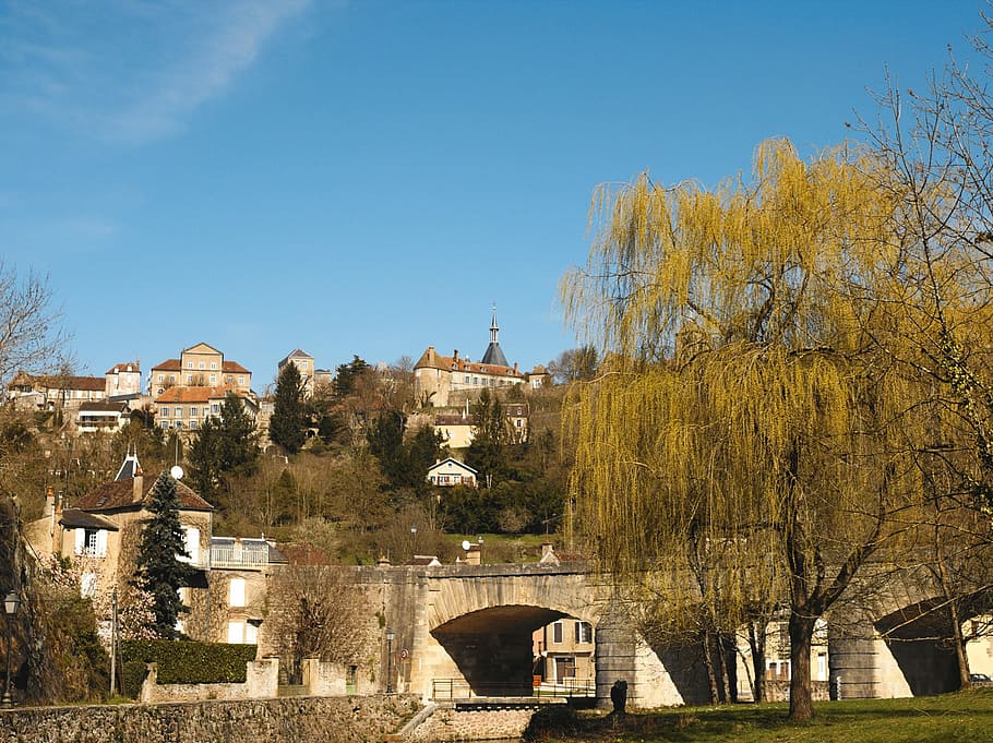 Avallon, Yonne, City, Tree, Houses, burgundy, site, picturesque HD wallpaper