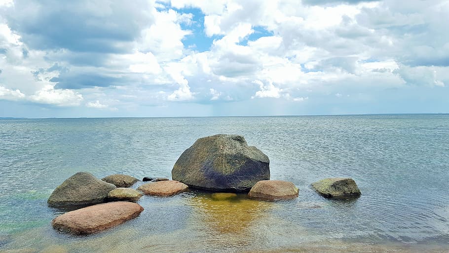 waters, sea, beach, nature, sand, rock, coast, ease, ocean HD wallpaper
