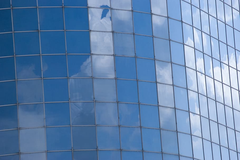 windows, glass, reflection, facade, clouds, building, architecture HD wallpaper