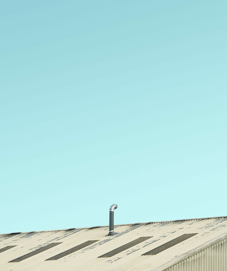 gray metal pipe on roof, roof vent under blue sky at daytime HD wallpaper
