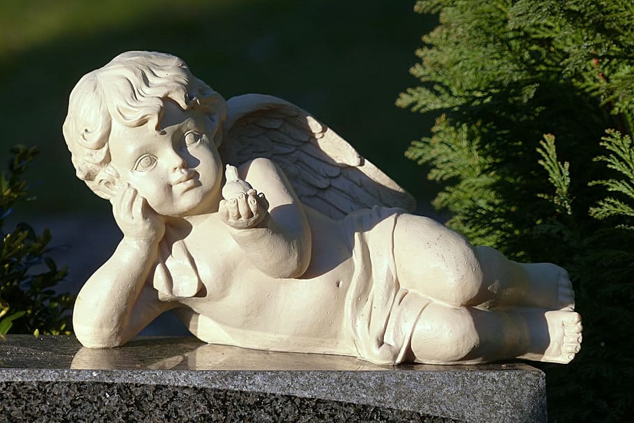 angel, white, lying, cemetery, sculpture, statue, art and craft HD wallpaper