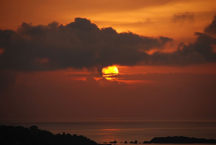 sunset, clouds, horizon, sea, summer, sky, beauty in nature HD wallpaper