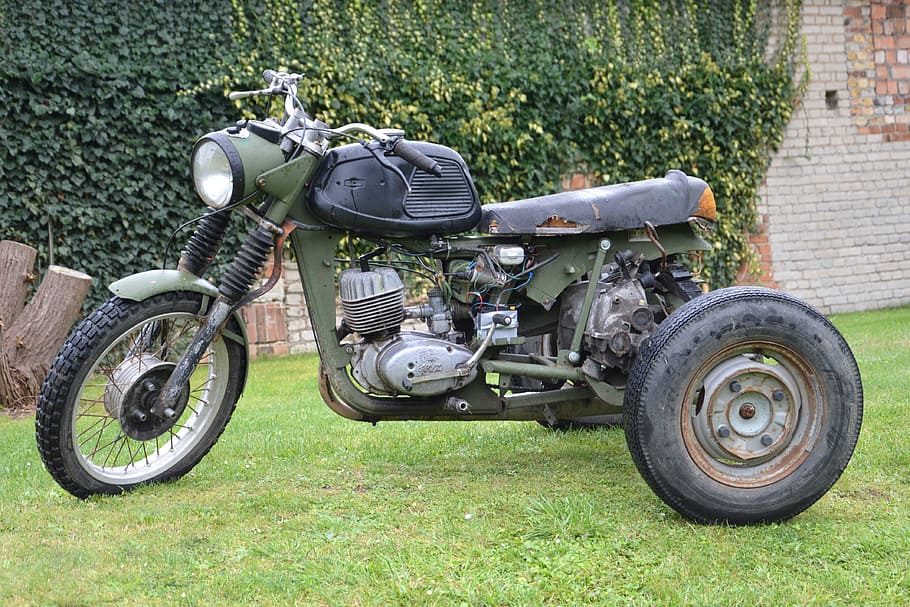 Motorcycle, Trike, Mz, eigenbau, trike motorcycle, outdoors HD wallpaper