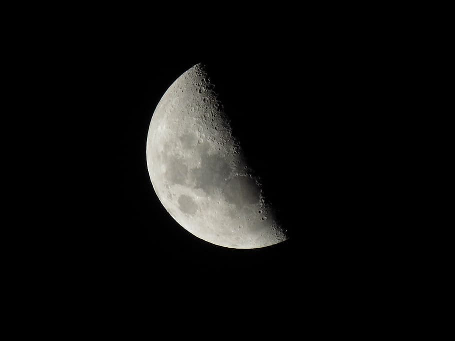 view of the moon in the space, night, sky, dark, astronomy HD wallpaper
