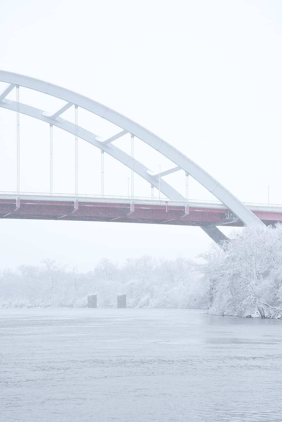 architecture, building, infrastructure, bridge, white, snow HD wallpaper