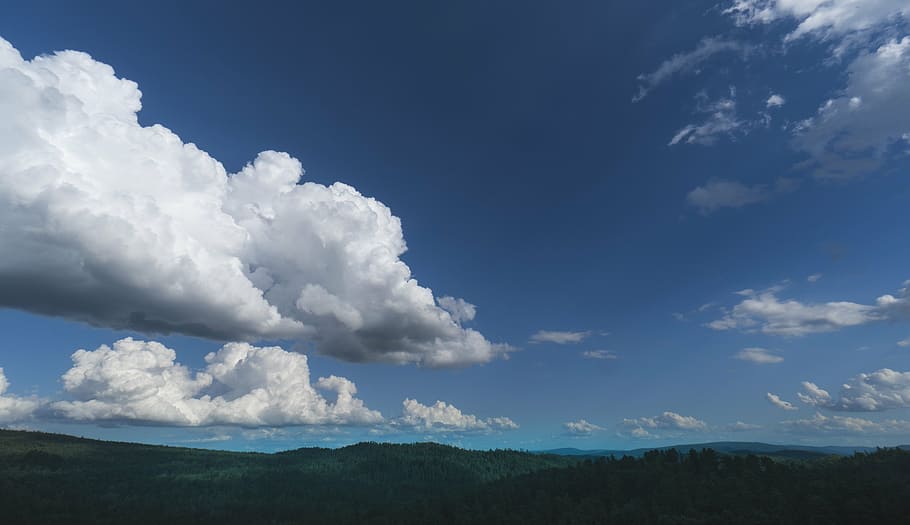 sky, blue, outdoor, cloud, photography, tree, weather, forest HD wallpaper