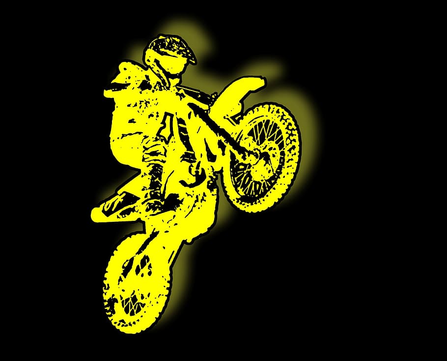 motor, dirt bike, motocross, yellow-black, logo, stuntman, stuntrijder, HD wallpaper