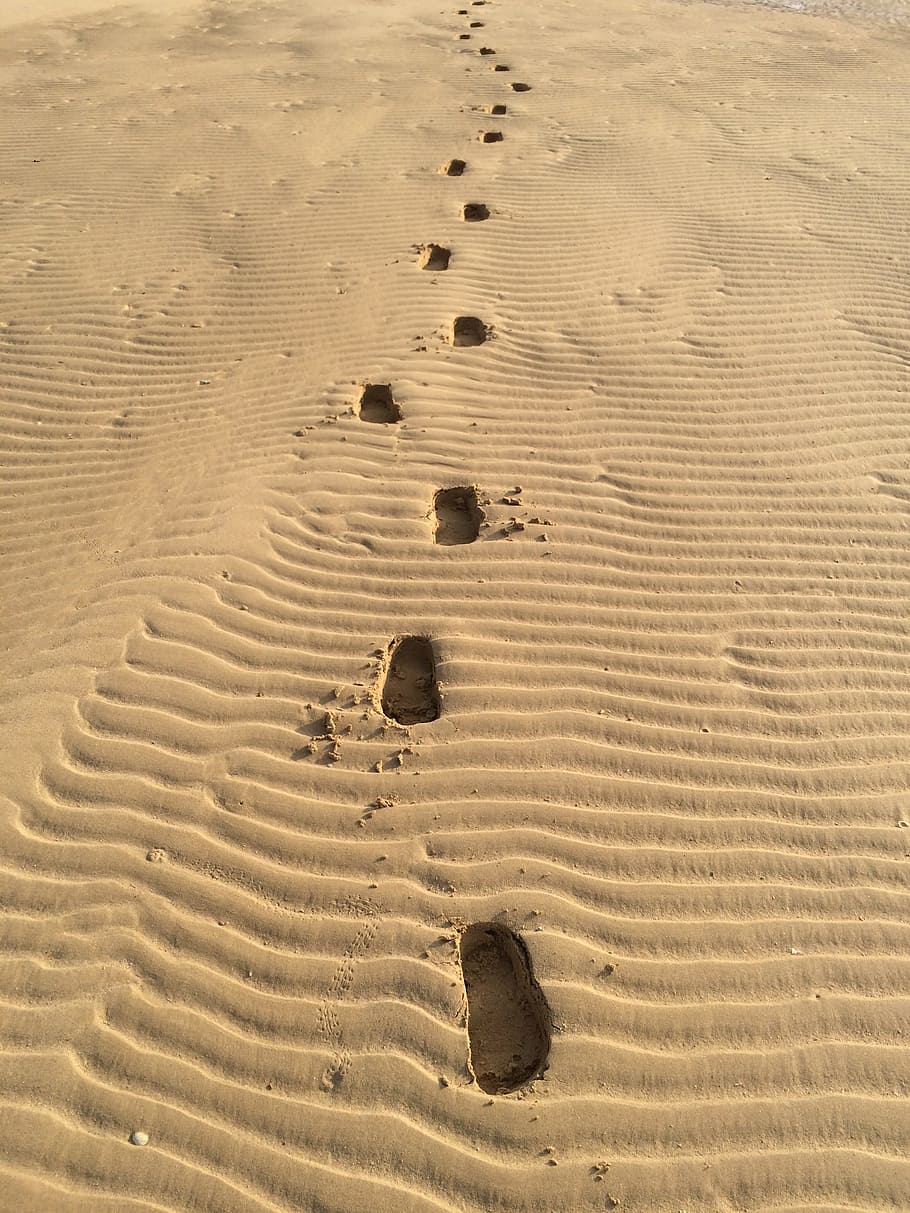 sandy, footprints, land, pattern, scenics - nature, high angle view HD wallpaper