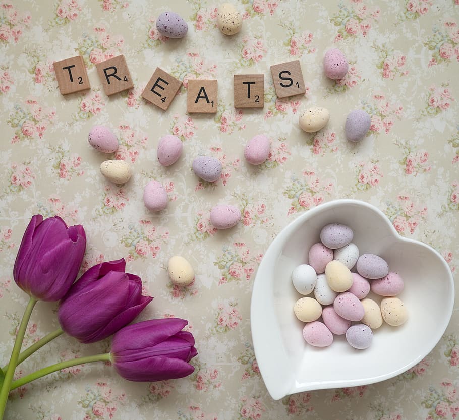 violet, flower, tulip, egg, eater, treats, food, food and drink HD wallpaper
