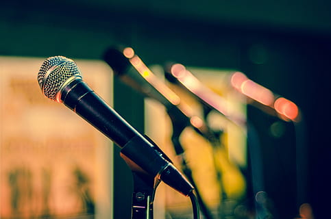close up photo of microphone with stand, sound check, sing HD wallpaper