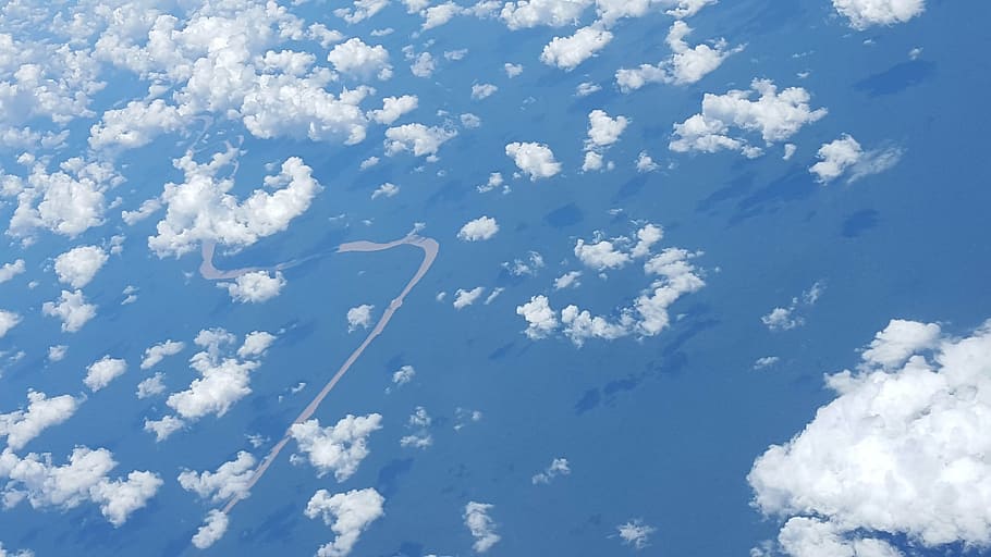 clouds, flight, plane, cloud - sky, blue, beauty in nature HD wallpaper