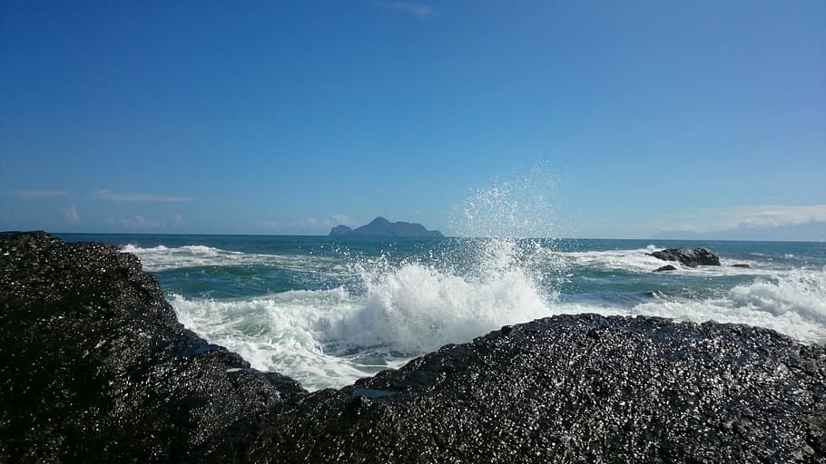 ilan, scenery, the waves, sea, splash, nature, coastline, beach, HD wallpaper