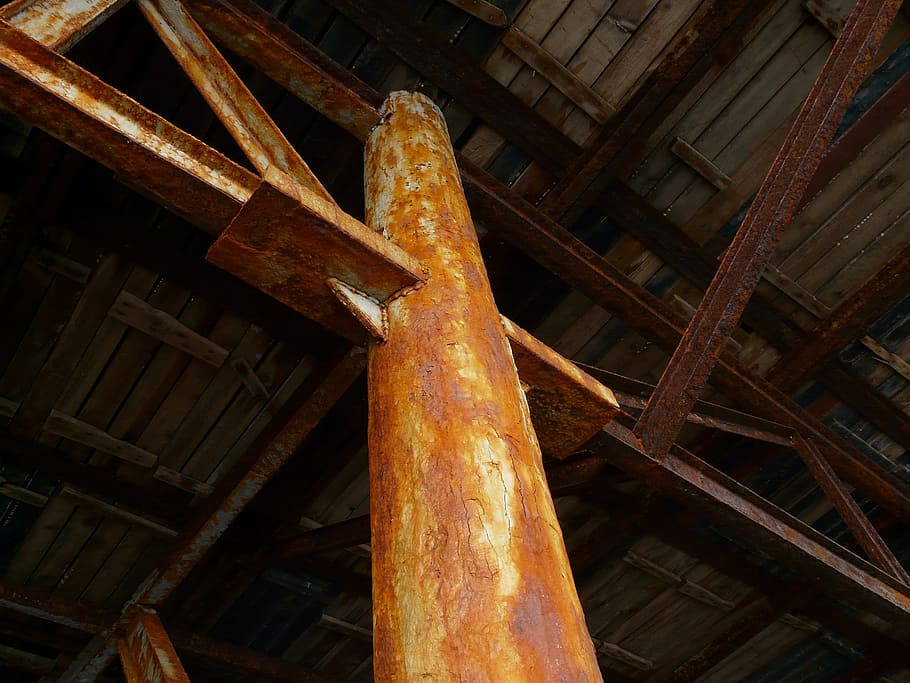 Steel Beams, Iron Construction, stainless, rusted, metal, deposit, HD wallpaper
