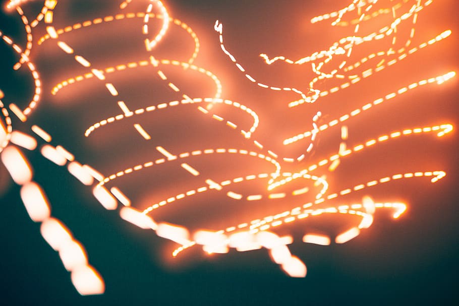 LED lights, red string lights, night, sky, neon, pattern, illuminated HD wallpaper