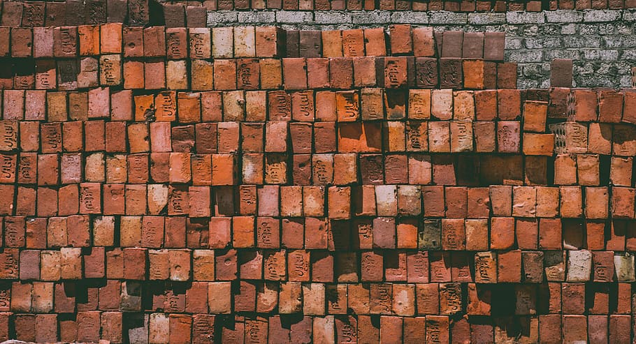 Brown Concrete Bricks, brick wall, brickwork, clay, cubes, pattern HD wallpaper