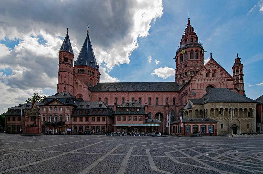 mainz cathedral, sachsen, germany, europe, old building, old town
