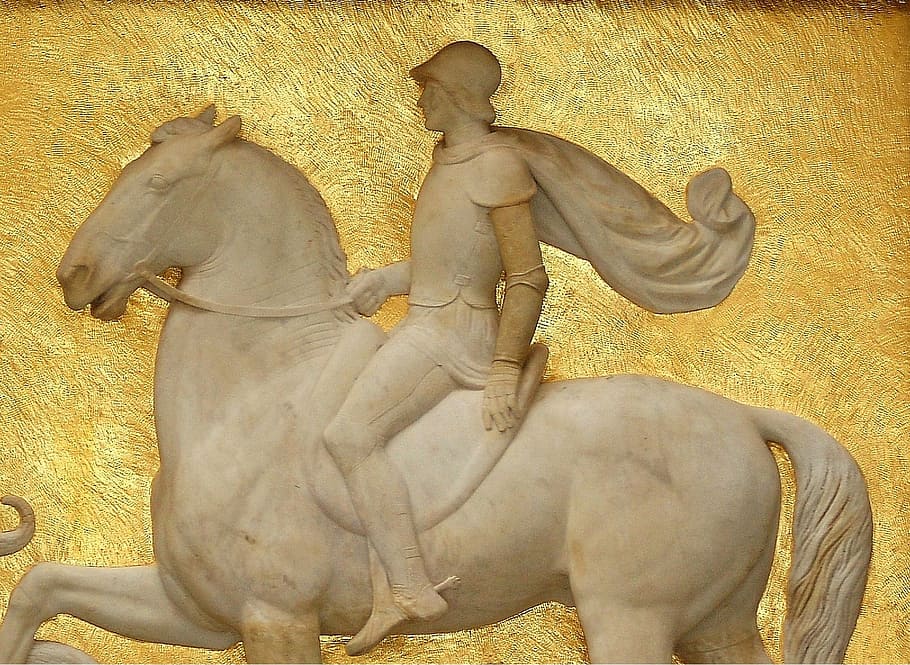 man riding horse sculpture decor, reiter, equestrian, relief, HD wallpaper