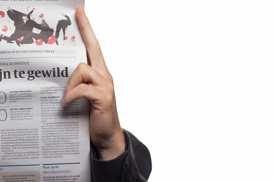 person holding newspaper, read, text, journal, clog, adult HD wallpaper