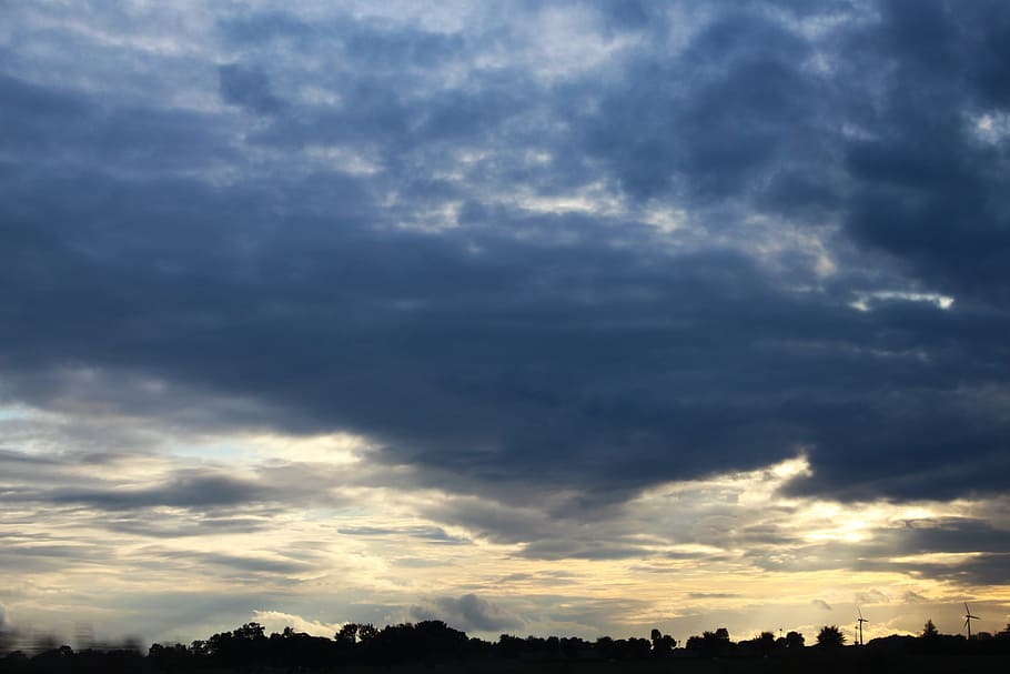 Sky, Dark Clouds, blue, clouds form, covered sky, front detail HD wallpaper