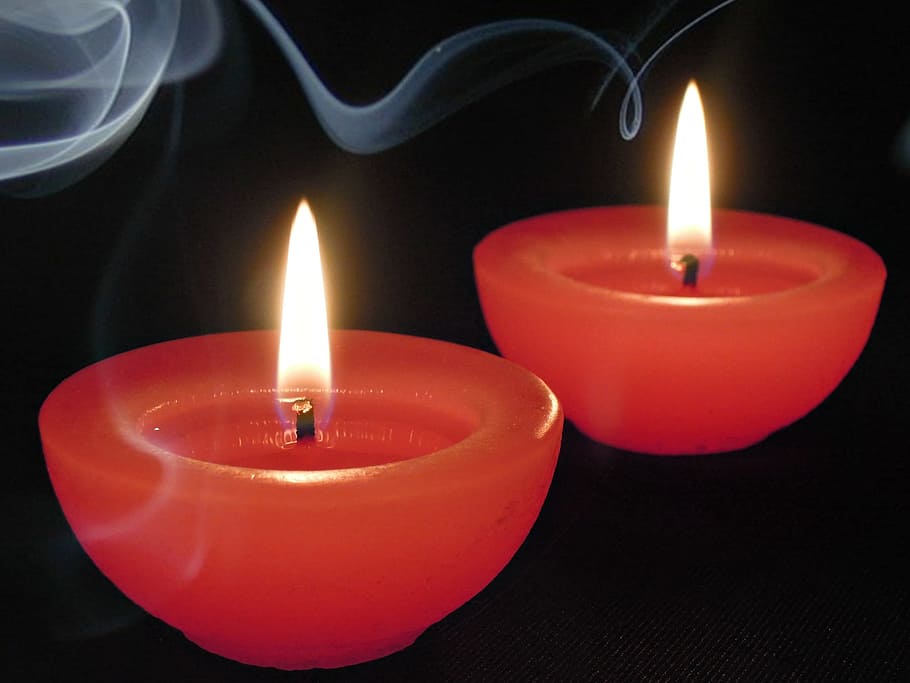 Candles, Burn, Candlestick, Smoke, black, burns, red candle HD wallpaper