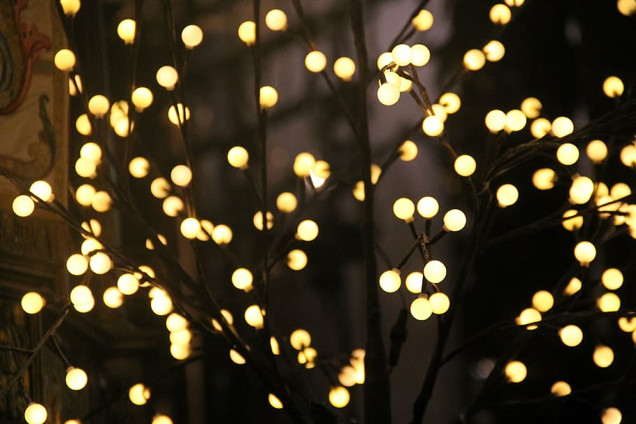 bokeh lights, christmas, lighting, string lights, light garland HD wallpaper