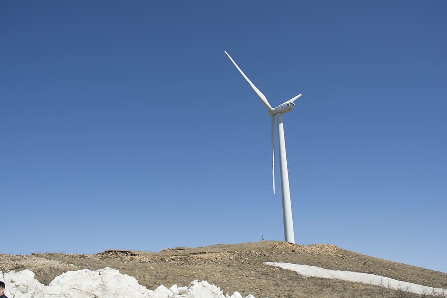 windmill, blue sky, white cloud, wind turbine, fuel and power generation HD wallpaper