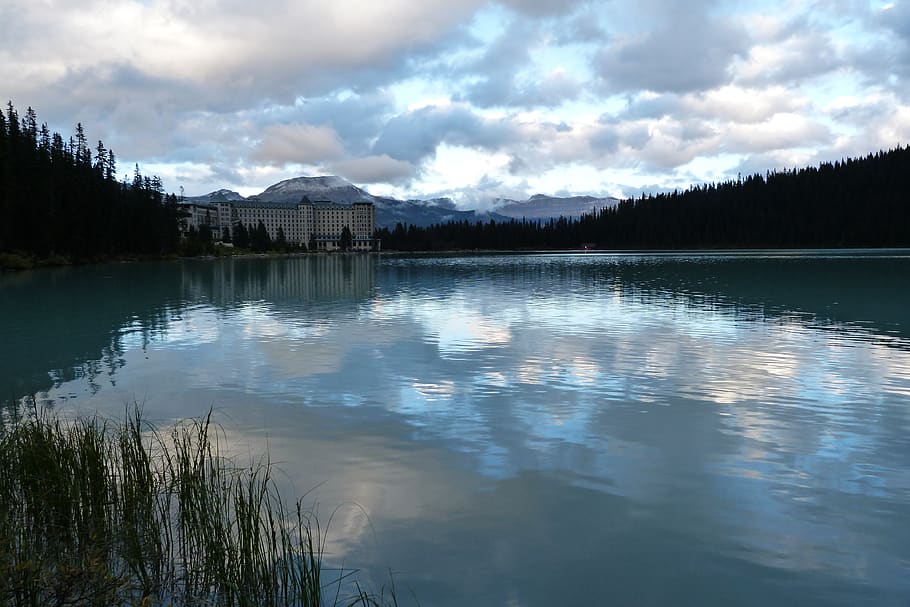 lake louise, reflections, water, canada, rockies, travel, cloud - sky, HD wallpaper